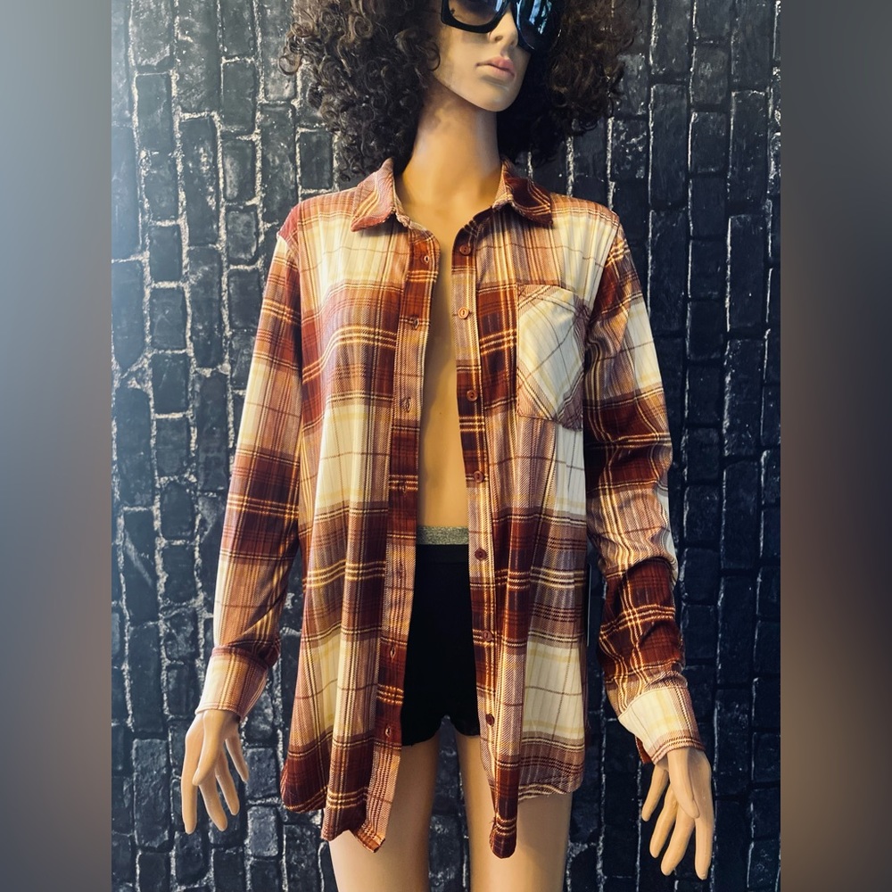 Plaid Button Top